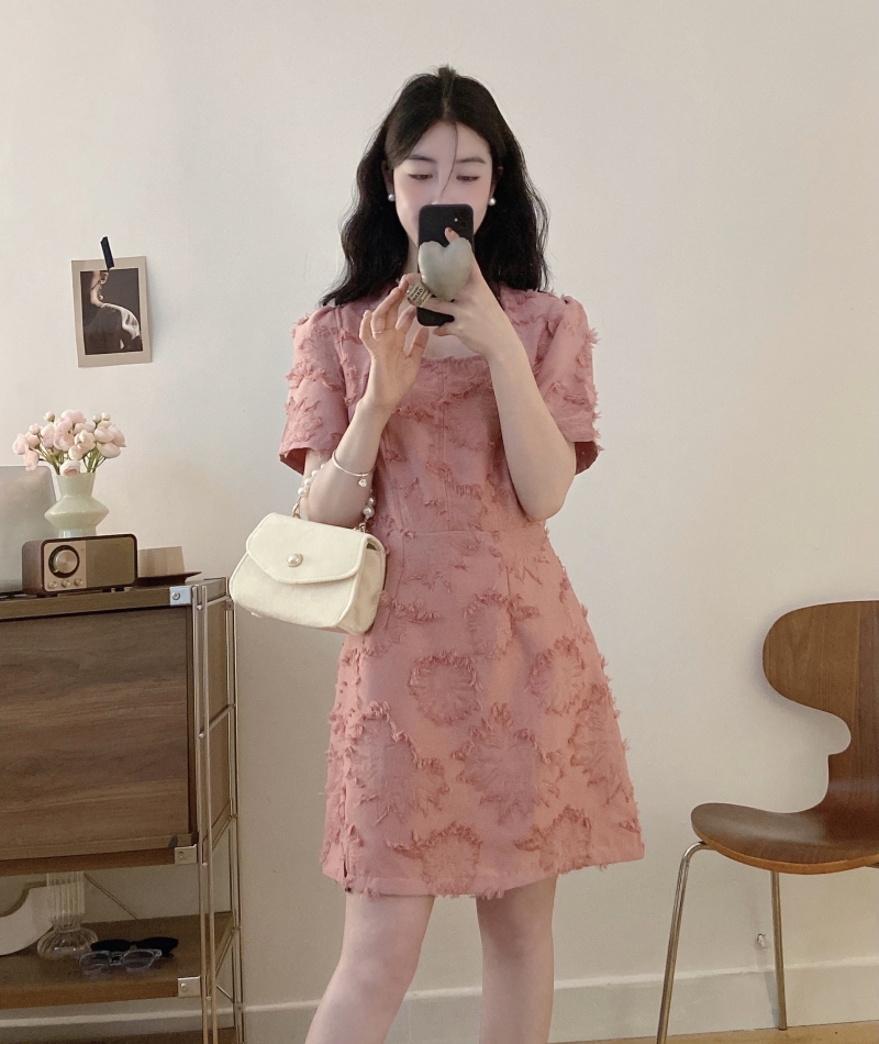 MY7133# 小众设计夏日新款连衣裙法式高级微胖mm显瘦藏肉大码裙子女裝...