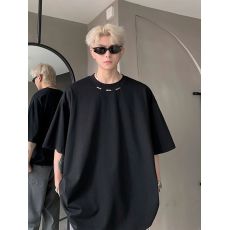 批发【官图】短袖T恤男款美式街头cleanfit痞帅设计感圆领五分袖潮