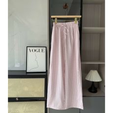 批发内腰包条  少女<b class='q'>可爱</b>简约格子宽松遛弯长裤女夏季网红风新款休闲裤