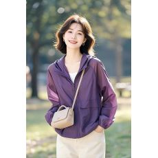批发2026早春超火小众不撞款洋气休闲慵懒风百搭轻薄紫色防晒外套女装