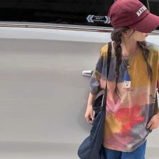 批发多彩扎染原创设计<b class='q'>女童</b>T恤<b class='q'>2025</b>夏装新款儿童短袖上衣时髦<b class='q'>韩国</b>童装