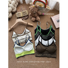 批发实拍<b class='q'>夏</b>季撞色美背休闲运动辣妹裹胸文胸背心吊带瑜伽抹胸打底