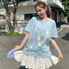 批发大码<b class='q'>女装</b>春夏新款遮肉显瘦百搭设计感小众潮牌宽松遮肚肚T恤