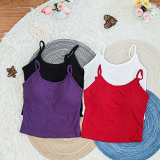 批发<b class='q'>夏</b>季新款女网红细肩带方领一体杯磨毛螺纹吊带显瘦百搭背心打底衫