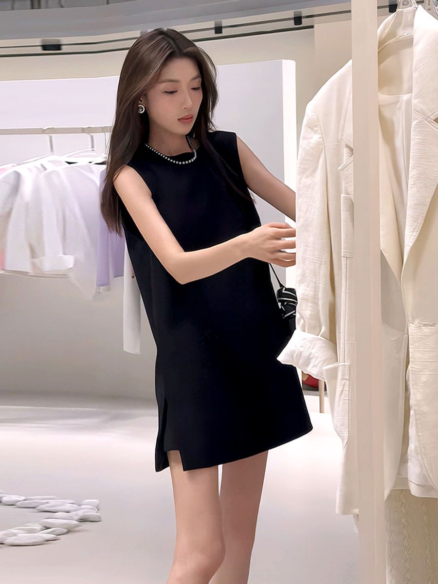2026 여름 작은 샤넬 스타일 검정색 민소매 드레스 아이들 새로운 프랑스식 고급 센스 작은 검은 드레스 품격 아름다운
