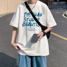 短袖男生夏季t恤新款美式夏天潮牌半袖宽松重磅纯棉上衣体恤