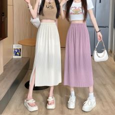 批发开叉a<b class='q'>字</b><b class='q'>半身裙</b>女夏季松紧腰显瘦包臀<b class='q'>裙</b>中长款垂感一步直筒<b class='q'>裙</b>子