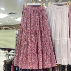 批发已出货 半身裙女夏季新款韩系少女高腰显瘦复古<b class='q'>百搭</b>a字碎花中长裙