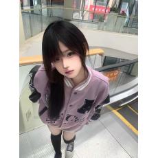 批发原版高质量拼皮全刺绣 美式字母刺绣拼色棒球服外套男女春季夹克