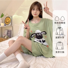 批发黛琳芬仿棉牛奶丝短袖短裤女士睡衣套装ins风夏天薄款家居服130