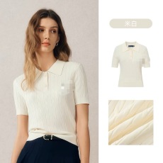 批发短袖麻花翻领针织衫2025春夏季新款<b class='q'>保罗</b>气质<b class='q'>t</b><b class='q'>恤</b>上衣