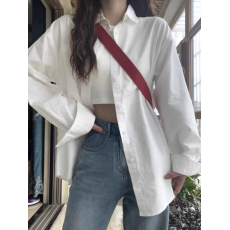 批发白衬衫女秋<b class='q'>冬</b>内搭叠穿蓝色衬衣女装宽松休闲外套新款春秋外搭上衣