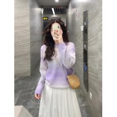 批发2026春季超火慵懒高级感超好看韩系软糯设计感紫色渐变针织上衣女