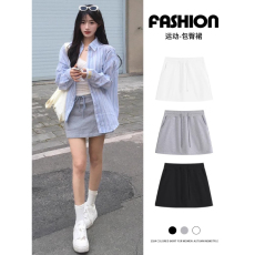批发【<b class='q'>大码</b>】(M-6XL)内有安全裤运动短裙女春夏高腰a字卫裙包臀半身裙