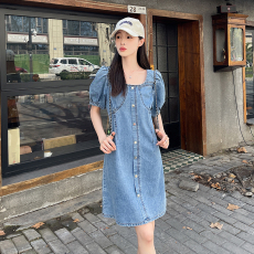 批发实拍好质量牛仔<b class='q'>连衣裙</b>女2026夏季新款复古polo领收腰短裙子