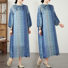 批发实拍  2026夏季新款繁星点点棉麻文艺套头<b class='q'>灯笼</b>袖复古连衣<b class='q'>裙</b>