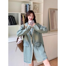 批发美式复古毛边西装领<b class='q'>牛仔</b>外套女oversized宽松慵懒风小众休闲上衣