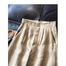 批发日韩外贸<b class='q'>尾</b>货<b class='q'>品牌</b>剪标~亚麻高腰垂坠感宽松显瘦休闲拖地阔腿裤女