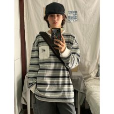 批发春秋新款日系复古<b class='q'>小清新</b>长袖条纹T恤男女学生休闲宽松海魂衫卫衣