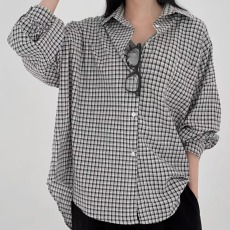 批发韩版小众oversize长袖格子衬衫时尚原宿风休闲宽松防晒<b class='q'>外套女</b>衬衣