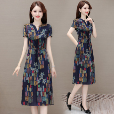 批发真丝桑蚕丝<b class='q'>连衣裙</b>女夏2025新款杭州大品牌高端洋气质妈妈旗袍裙子
