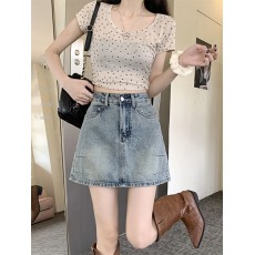 批发<b class='q'>牛仔</b>短裙女士2026夏季新款美式复古高腰显瘦小个子A字<b class='q'>包臀裙</b>