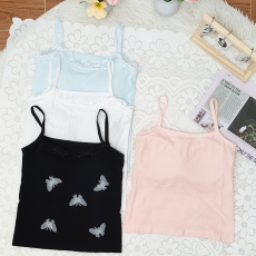 批发遮副乳带胸垫一体瑜伽运动背心2024<b class='q'>夏</b>气质短款纯色露脐女吊带内衣