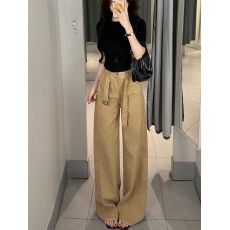 批发美式复古腰带卡其色阔腿牛仔裤女2025新款高腰宽松显瘦垂感休闲裤