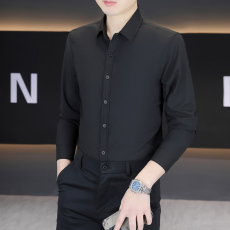 批发低价走量商务休闲<b class='q'>男</b>士<b class='q'>衬衫</b><b class='q'>长袖</b>韩版修身上班工作服纯色职业装白色