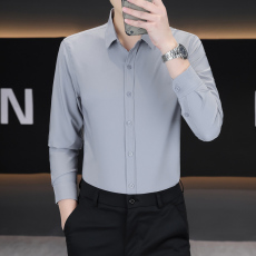 批发低价走量商务休闲<b class='q'>男</b>士<b class='q'>衬衫</b><b class='q'>长袖</b>韩版修身上班工作服纯色职业装白色