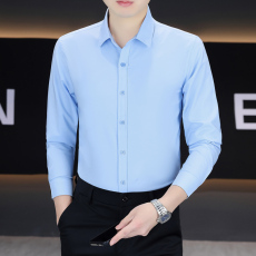 批发低价走量商务休闲<b class='q'>男</b>士<b class='q'>衬衫</b><b class='q'>长袖</b>韩版修身上班工作服纯色职业装白色