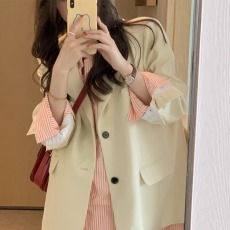 批发清仓捡漏一线<b class='q'>品牌女装</b>专柜复古港味条纹<b class='q'>衬衫</b>法式气质慵懒防晒上衣