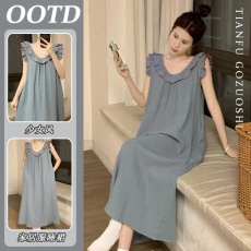 实拍优质仿棉夏天ins短袖睡裙2023年新款睡衣女夏季可爱