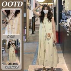 仿棉面料吊带睡裙女夏季新款可爱蕾无袖裙子睡衣家居服