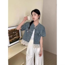 批发春季新款时尚<b class='q'>甜美</b>减龄特色蕾丝花边拼接休闲牛仔小外套