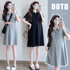 批发实拍 ~ 夏季新品 翻领休闲连衣裙 时尚中长款POLO领薄款T恤裙