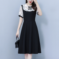 批发<b class='q'>雪纺</b>印花假两件套夏款修身中长款时尚洋气大码女装胖mm<b class='q'>长袖</b>连衣裙