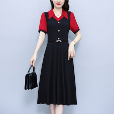 批发职场气质修身中长款<b class='q'>大码</b><b class='q'>女</b>装胖mm短袖<b class='q'>连衣裙</b>夏季新款阔太太妈妈<b class='q'>装</b>