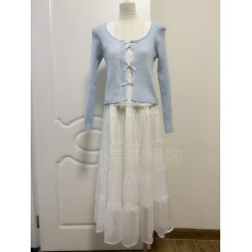 批发实拍韩系假两件针织打底衫<b class='q'>女</b>春季新款chic甜辣妹蕾丝花边短款上衣