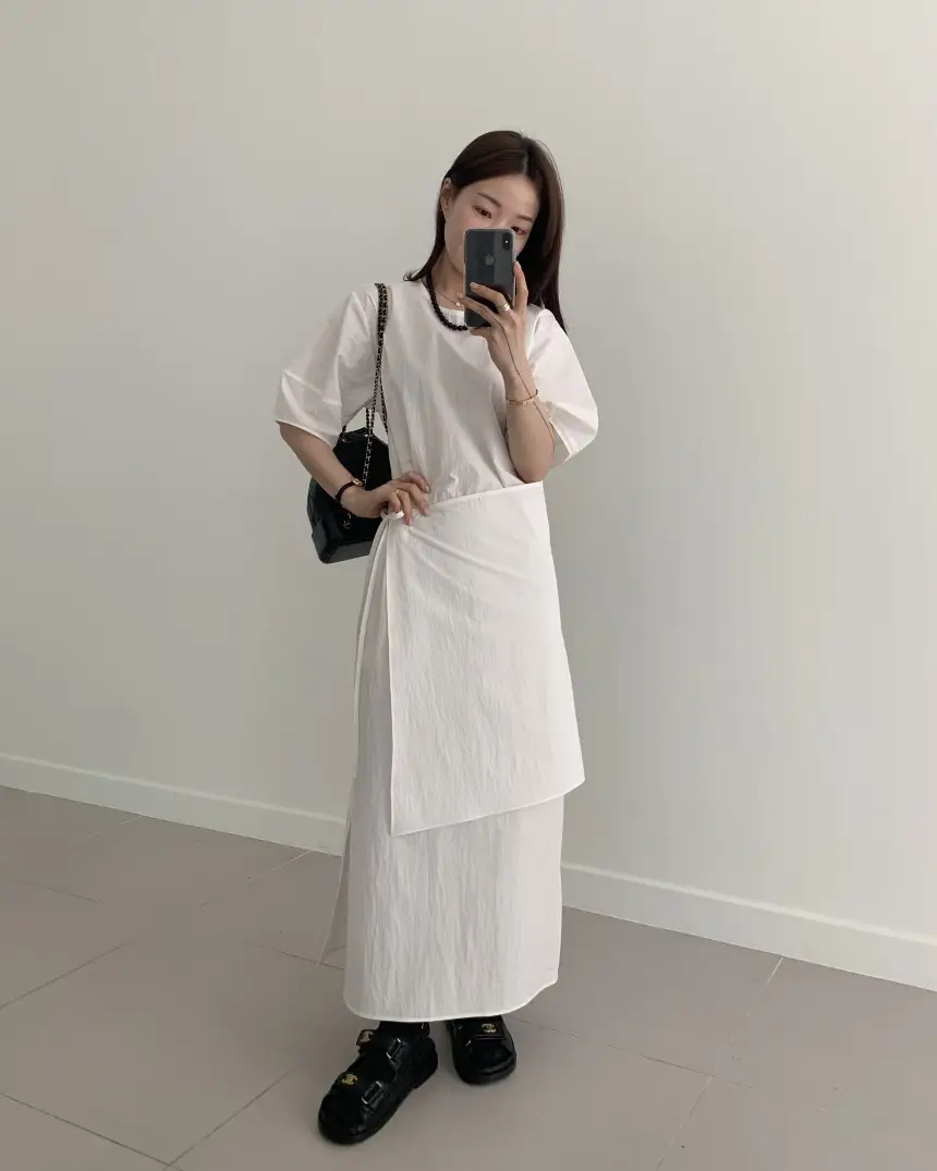 프렌치 스타일 원피스형 앞치마 원피스 상세 이미지 1