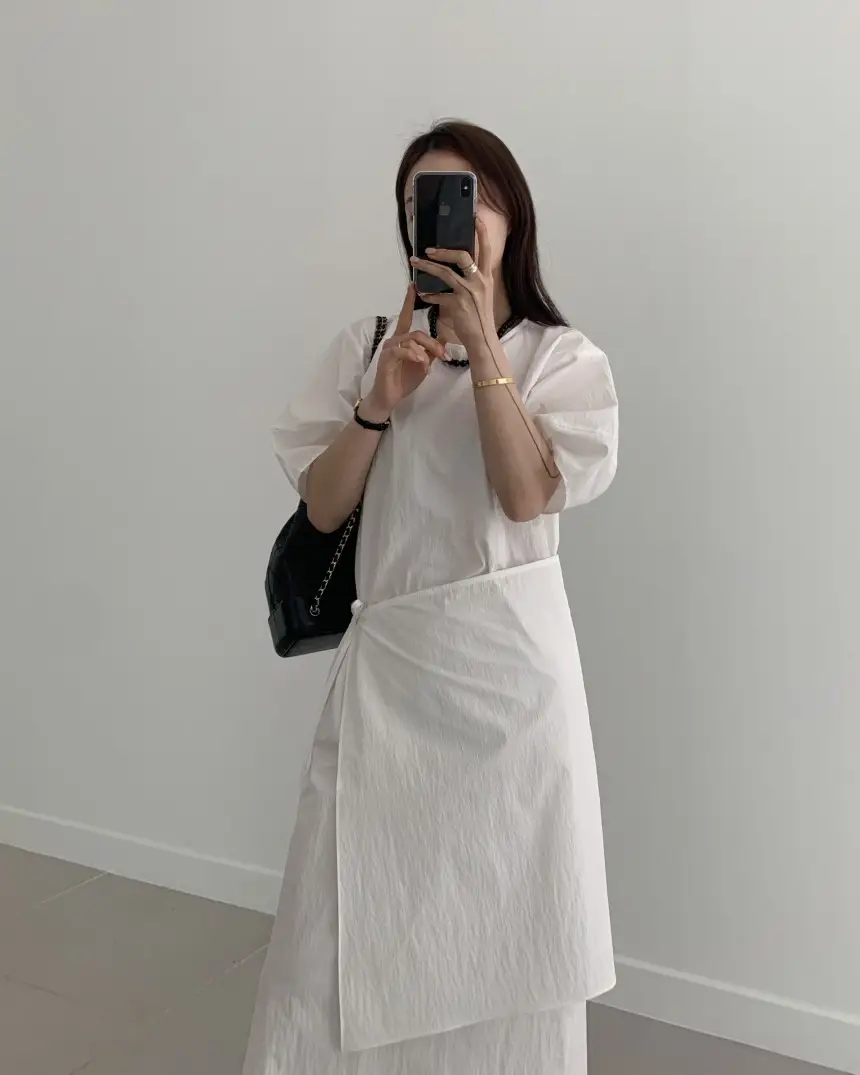 프렌치 스타일 원피스형 앞치마 원피스 상세 이미지 4