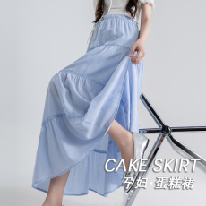 批发实拍孕妇半身裙春夏季新款a字蛋糕裙半裙小个子长裙百褶裙子春装