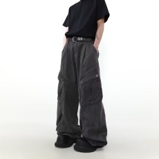 批发实时尚气质文艺新款<b class='q'>复古</b>水洗拼接口袋工装裤<b class='q'>日系</b>简约潮流百搭