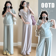 现新品实拍 夏季新款休闲孕妇套装两件套