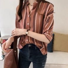 批发外贸捡漏撤柜品牌清仓折扣女装<b class='q'>衬衫</b>设计感条纹雪纺短袖打底衫上衣