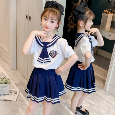 批发女童夏装套装2025新款夏季洋气学院风运动jk<b class='q'>舞蹈</b><b class='q'>服</b><b class='q'>儿童</b>表演<b class='q'>服</b>装潮