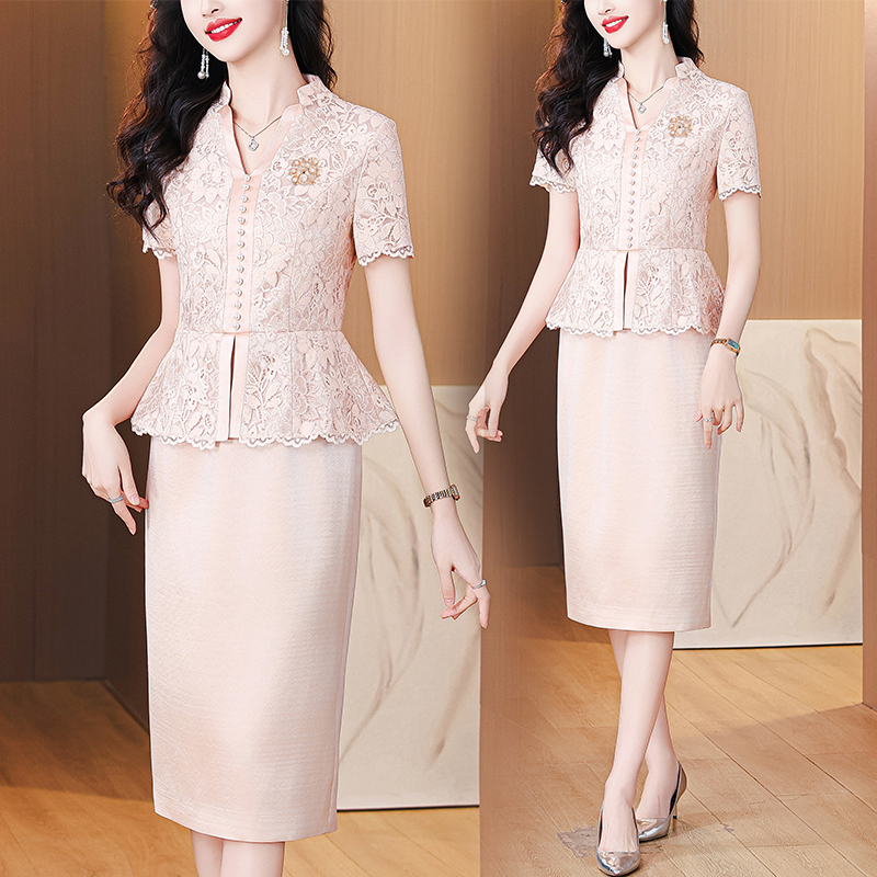 MY13850# 女裝貨源喜妈妈婚宴礼服套装新中式喜婆婆气质高端连衣裙女裝...