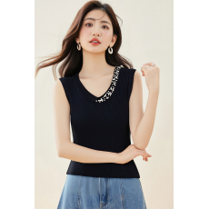 批发◆◆重工烫钻针织背心女显瘦百搭打底衫外穿无袖上衣