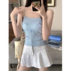批发夏季新款简约甜辣风蝴蝶结设计感<b class='q'>背心</b>吊带打底外穿上衣