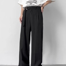 批发休闲小西裤男款夏季薄款潮流高级感直筒裤子高街痞帅黑色阔腿长裤